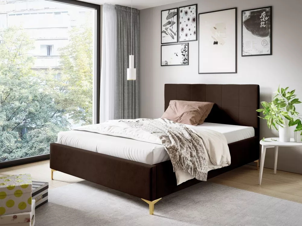 Gulta PK36 ar stelāžu Guļamvietas platums: 180 cm, Guļamvietas garums: 200 cm, stelāžas tips: metāla, · Tumši brūns · 19