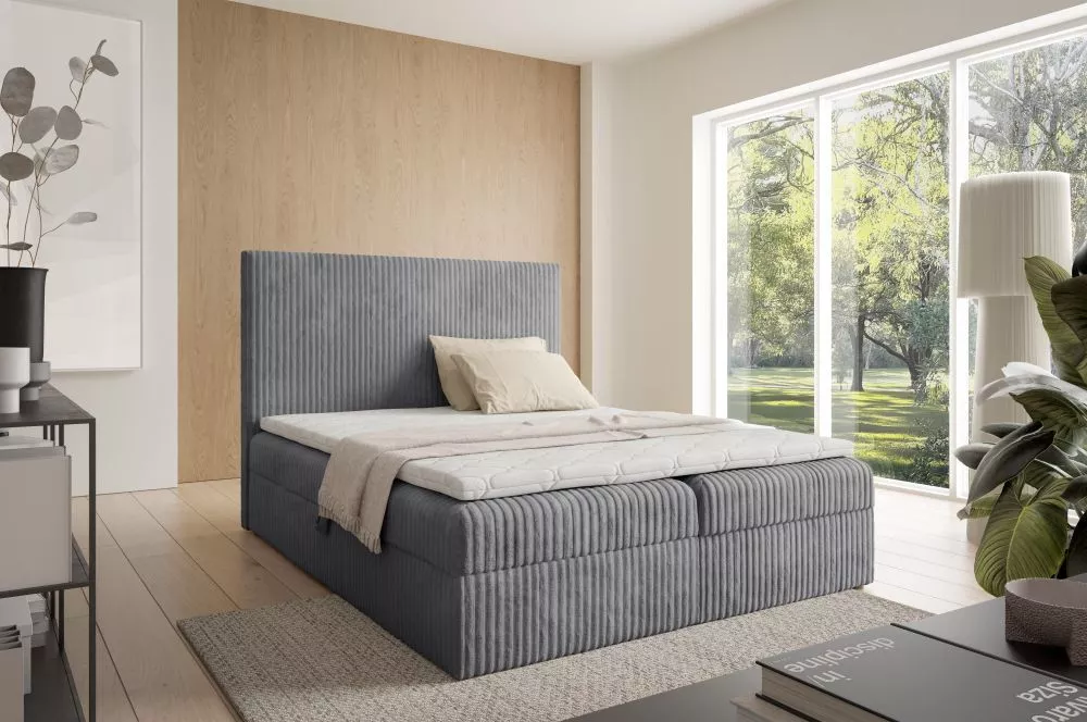 Gulta Tilo Boxspring Standard Guļamvietas platums: 120 cm, Guļamvietas garums: 200 cm, · Pelēks · 124 × 210 × 120 cm