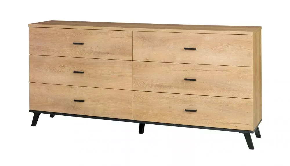 Kumode John 5 · Ozols lefkas + melns · 181 × 40 × 84 cm