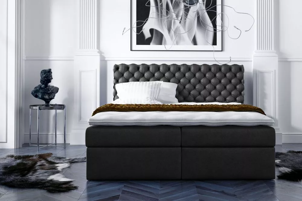 Gulta Piano Boxspring Premium Standard Guļamvietas platums: 200 cm, Guļamvietas garums: 200 cm, · Melns · 204 × 213 × 12