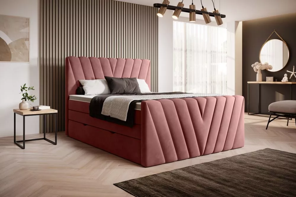 Gulta Candice Boxspring Comfort standard Guļamvietas platums: 180 cm, Guļamvietas garums: 200 cm, · Rozā · 180 × 220 × 1