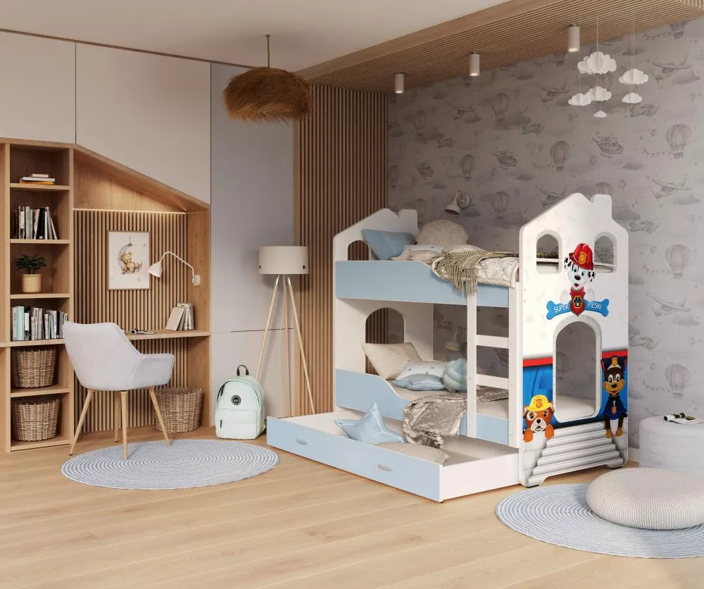 Bērnu gulta Dominik Domek 80x160 N ar stelāžām Guļamvietas platums: 80 cm, Guļamvietas garums: 160 cm, · 87 × 168 × 166 