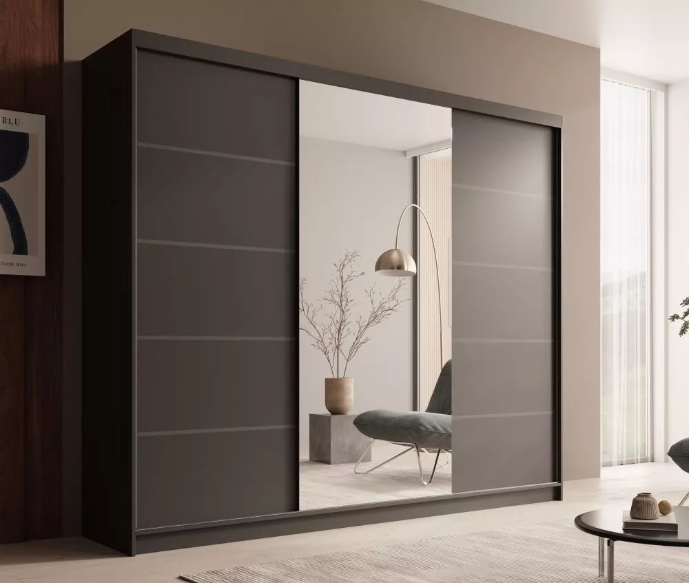 Skapis Etna 250 · Melna · 250 × 58 × 215 cm
