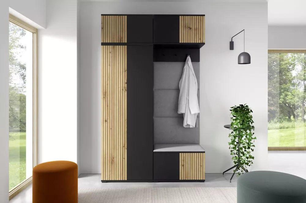 Apavu plaukts Ross 3 Trinity Korpusa krāsa: melns + ozols artisan, · 140 × 225 × 40 cm