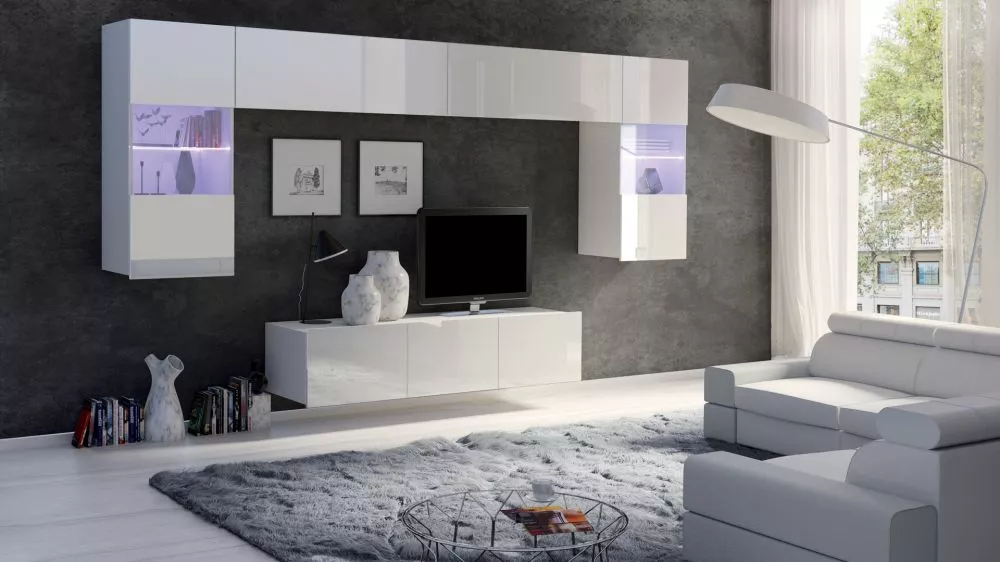Sekcija Calabrini 2 ar LED · Balts · 300 × 43 cm