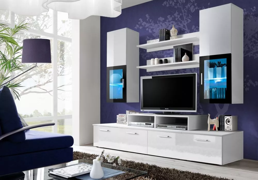 Sekcija Mini Gloss · Balts · 200 × 40 × 190 cm