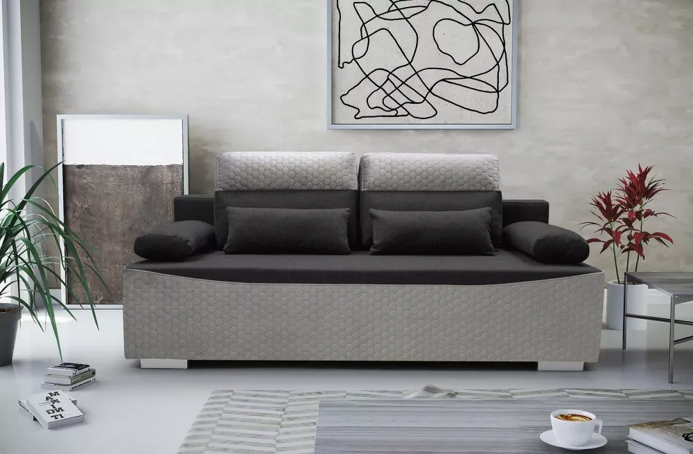 Dīvāns Gracjan Premium Standard · Melns + gaiši pelēks · 110 × 205 × 90 cm