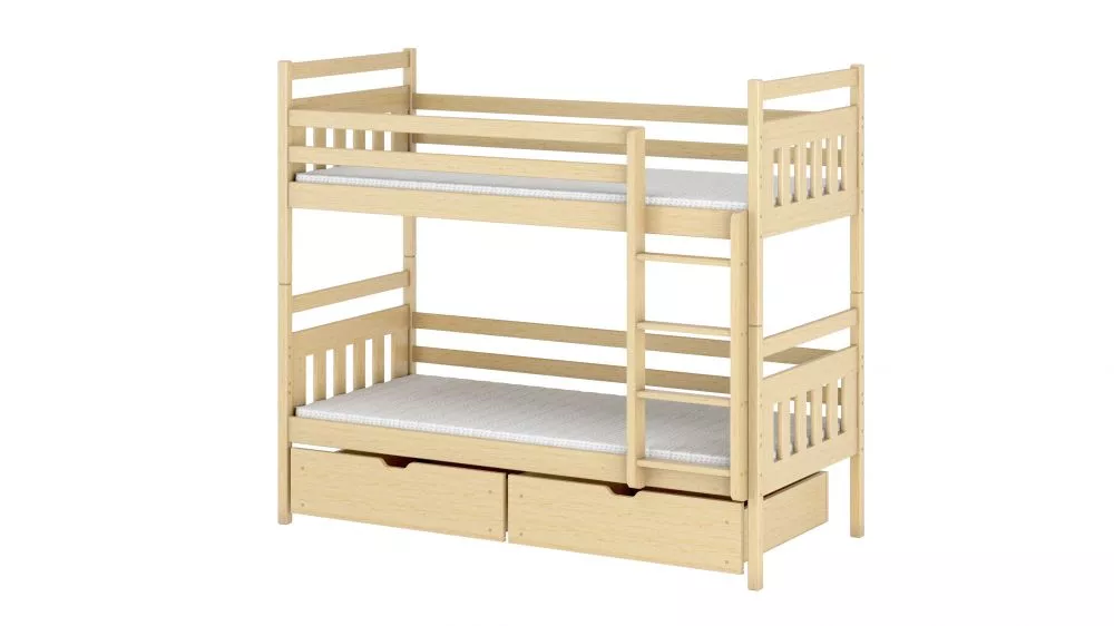 Bērnu gulta Adas ar stelāžām Guļamvietas platums: 80 cm, Guļamvietas garums: 160 cm, · Priede · 87 × 168 × 164 cm