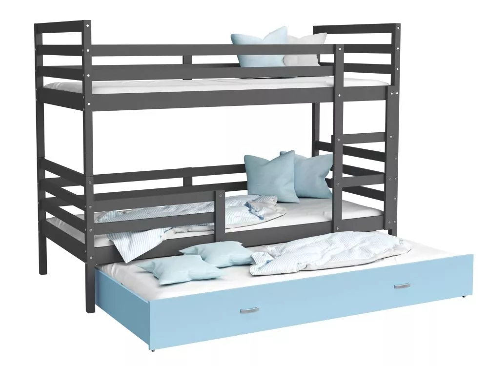 Bērnu gulta Jacek 3 MDF 90x200 ar stelāžām Guļamvietas platums: 90 cm, Guļamvietas garums: 200 cm, · 96 × 208 × 158 cm