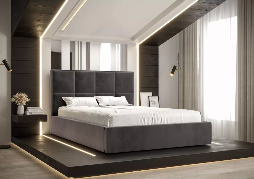 Gulta Gerd Standard ar stelāžu Guļamvietas platums: 90 cm, Guļamvietas garums: 200 cm, stelāžas tips: koka, · Tumši pelē