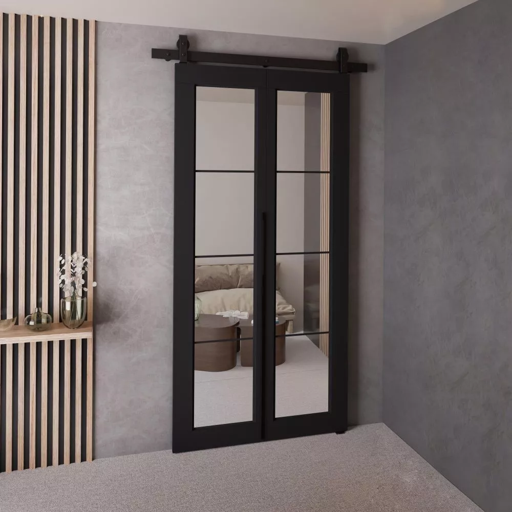 Bīdāmās durvis Qudio Loft-5 · Melna · 86 × 205 cm