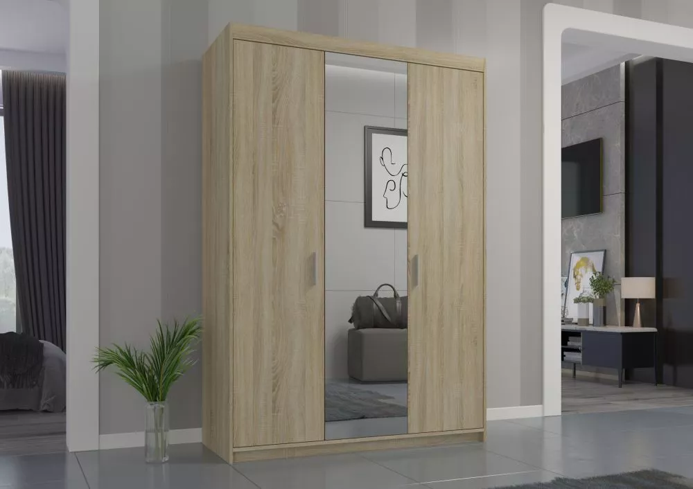Skapis Elena 3D ar spoguli · Sonoma · 133 × 53 × 190.5 cm