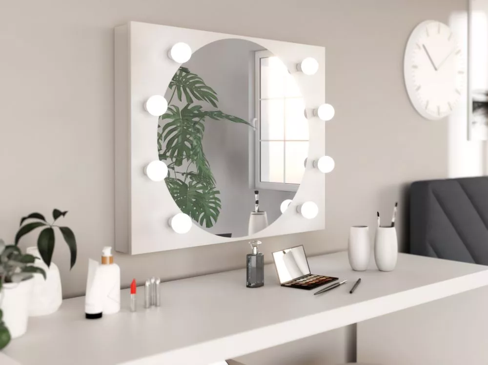 Spogulis 8 LED · Balts · 80 × 9.8 × 65 cm