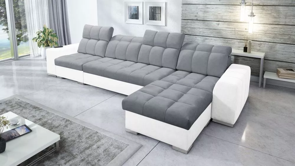 Dīvāns Pagano 12 Premium Standard · Tumši pelēks + balts · 179 × 366 × 83 cm