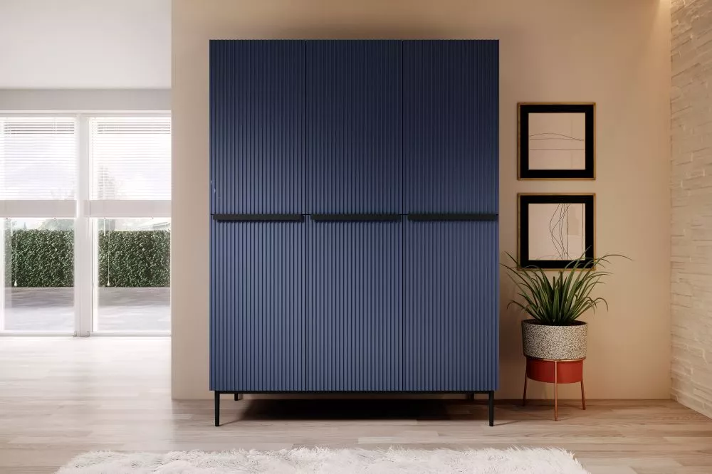 Skapis Nicole SZ150 3D2SZ Black · Zils · 150 × 62 × 220 cm