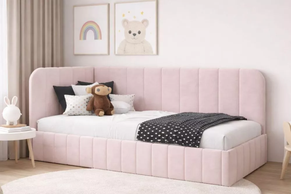 Gulta Mario SM02 Standard Guļamvietas platums: 90 cm, Guļamvietas garums: 200 cm, · Rozā · 98 × 210 × 80 cm