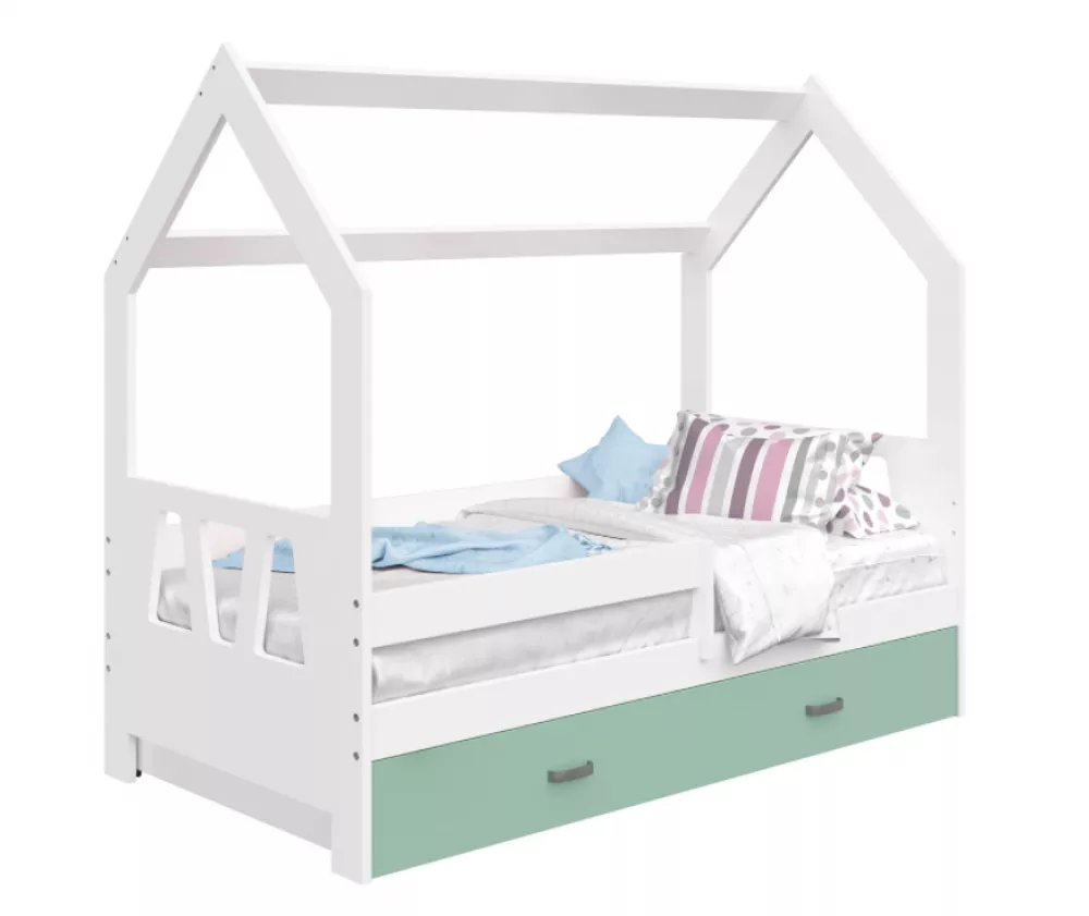 Bērnu gulta Domek D3-A ar stelāžu Guļamvietas platums: 80 cm, Guļamvietas garums: 160 cm, · 87 × 164 × 144 cm