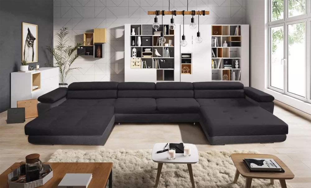 Dīvāns Anton U Mini Comfort Standard · Tumši pelēks + gaiši pelēks · 200 × 398 × 73 cm