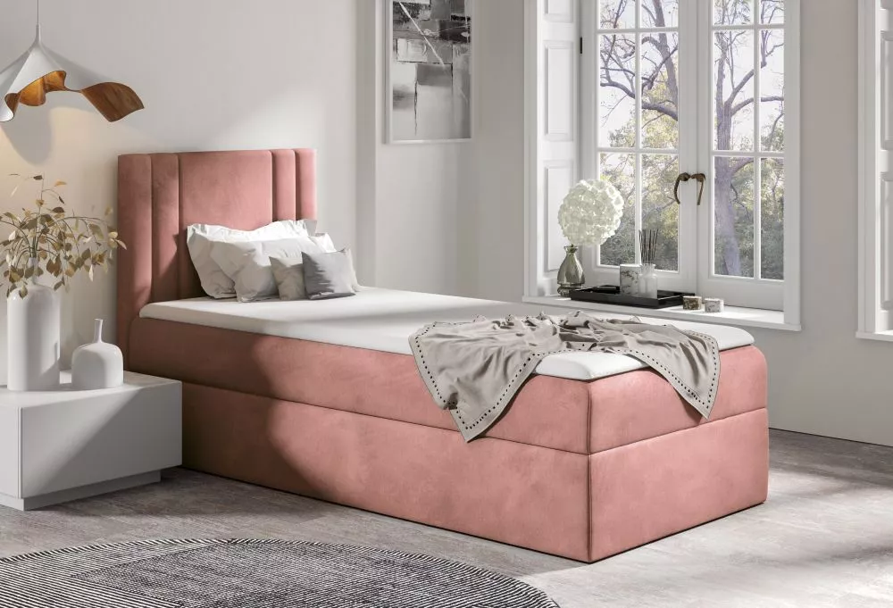 Gulta Carmen mini Boxspring Standard Guļamvietas platums: 80 cm, Guļamvietas garums: 200 cm, · Rozā · 82 × 208 × 103 cm
