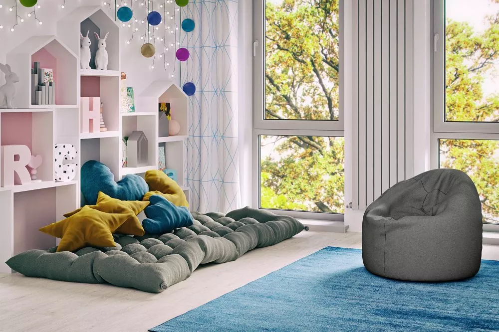 Pufs Bondo Standard Auduma numurs: Poco 04, · Tumši pelēks · 85 × 120 × 85 cm