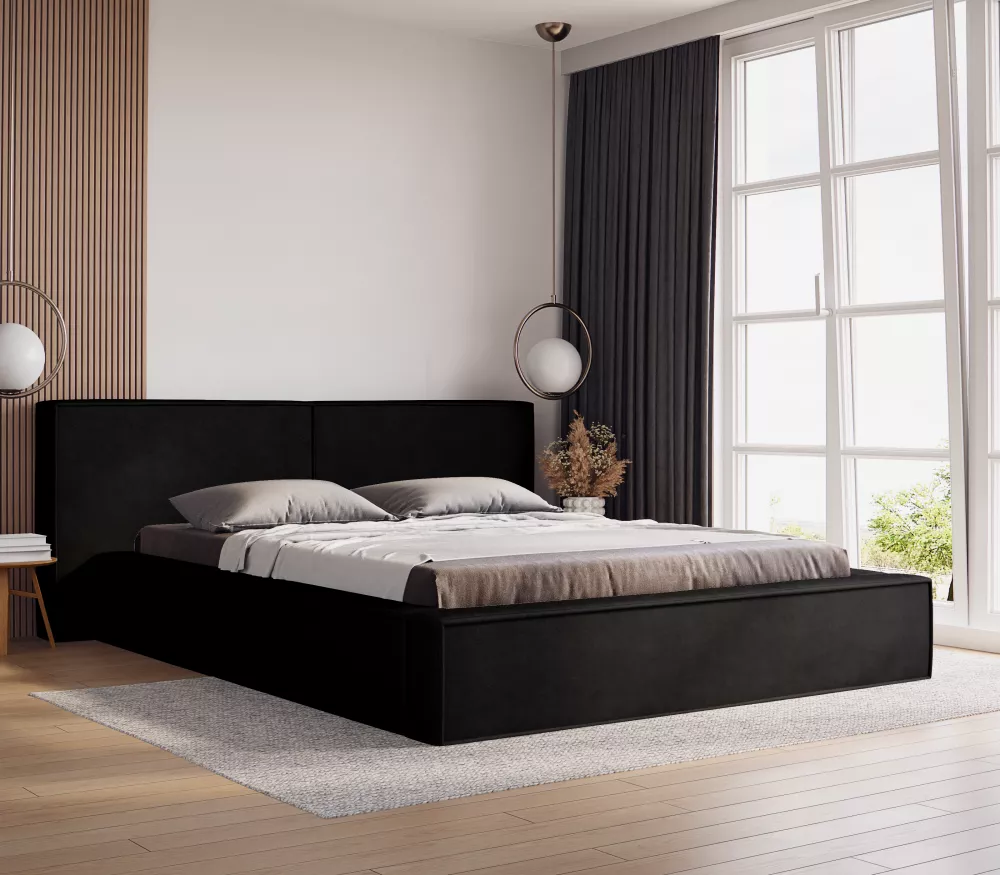 Gulta Enzo Standard ar stelāžu Guļamvietas platums: 140 cm, Guļamvietas garums: 200 cm, stelāžas tips: koka, · Melns · 1