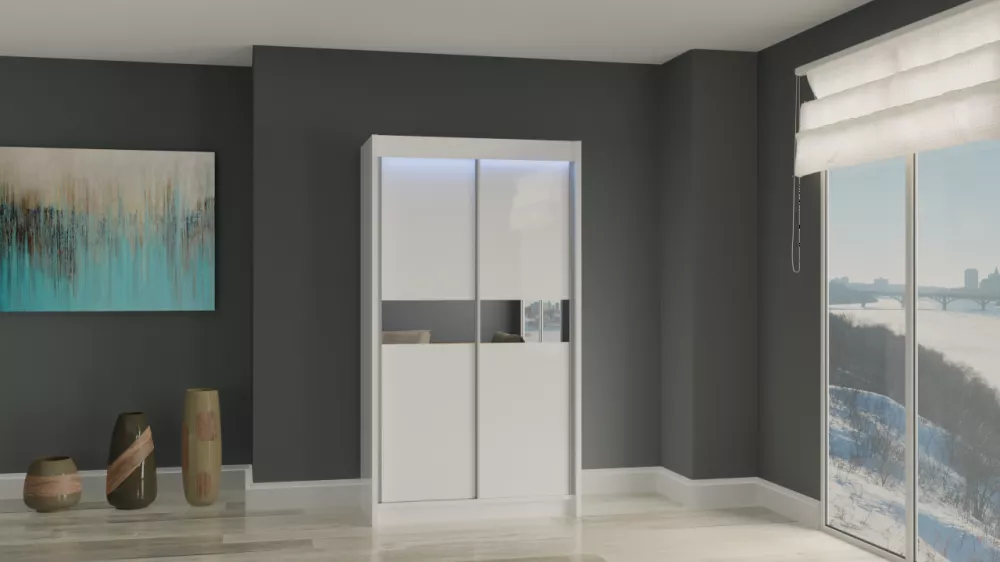 Skapis Tanna ar LED · Balts · 120 × 61 × 216 cm