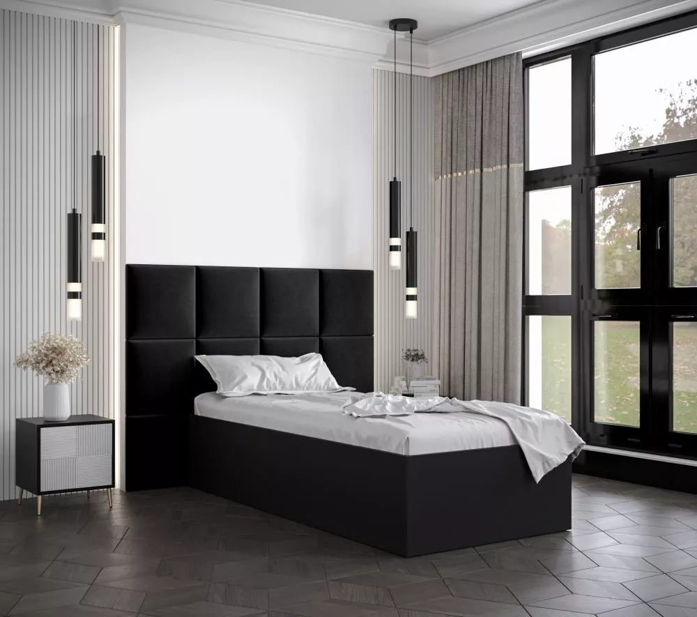 Gulta Bella 4 ar stelāžu Guļamvietas platums: 90 cm, Korpusa krāsa: melns, Guļamvietas garums: 200 cm, stelāžas tips: ko