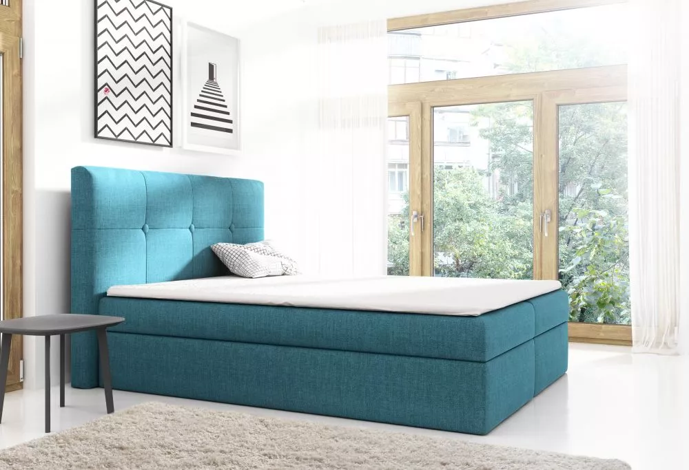 Gulta Livorno Premium Boxspring Standard Guļamvietas platums: 160 cm, Guļamvietas garums: 200 cm, · Tirkīzs · 160 × 213 
