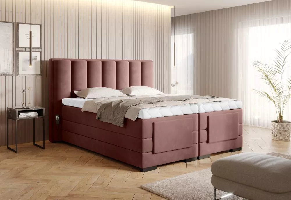 Gulta Veros Electric Boxspring Premium Standard Guļamvietas platums: 160 cm, Guļamvietas garums: 200 cm, · Rozā · 178 × 