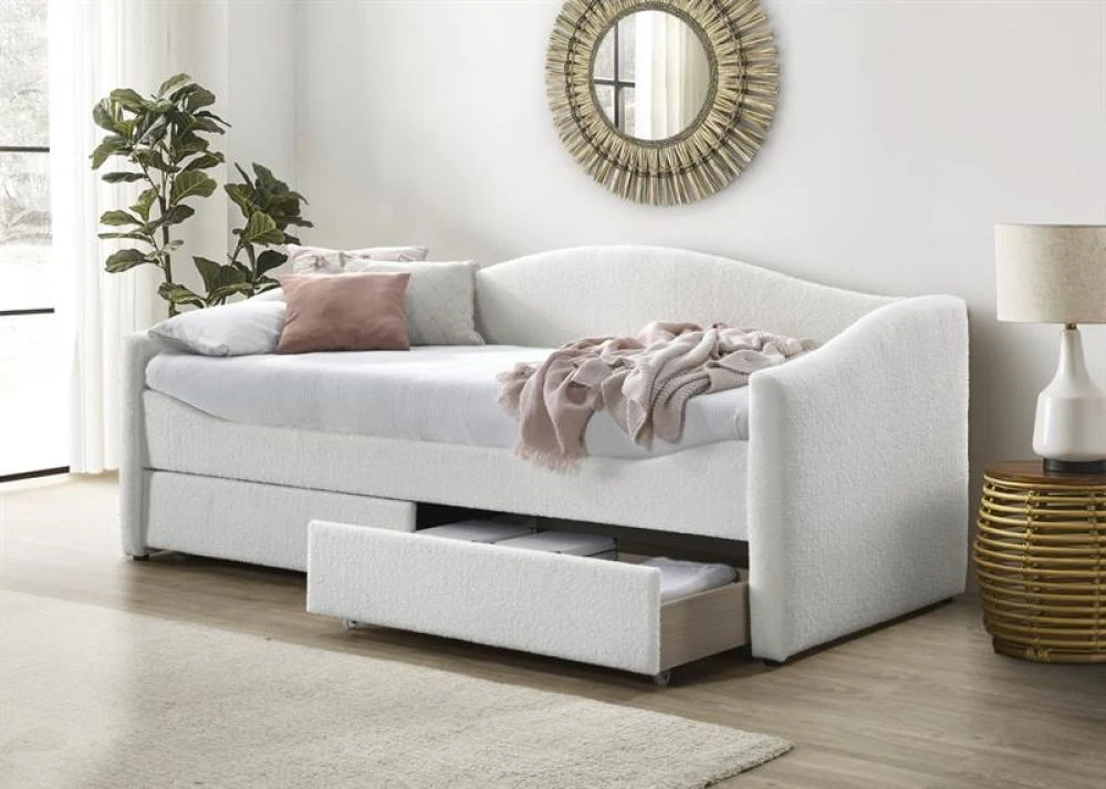 Gulta Caydence 90x200 ar stelāžu Guļamvietas platums: 90 cm, Guļamvietas garums: 200 cm, · Krēma · 99 × 216 × 94 cm