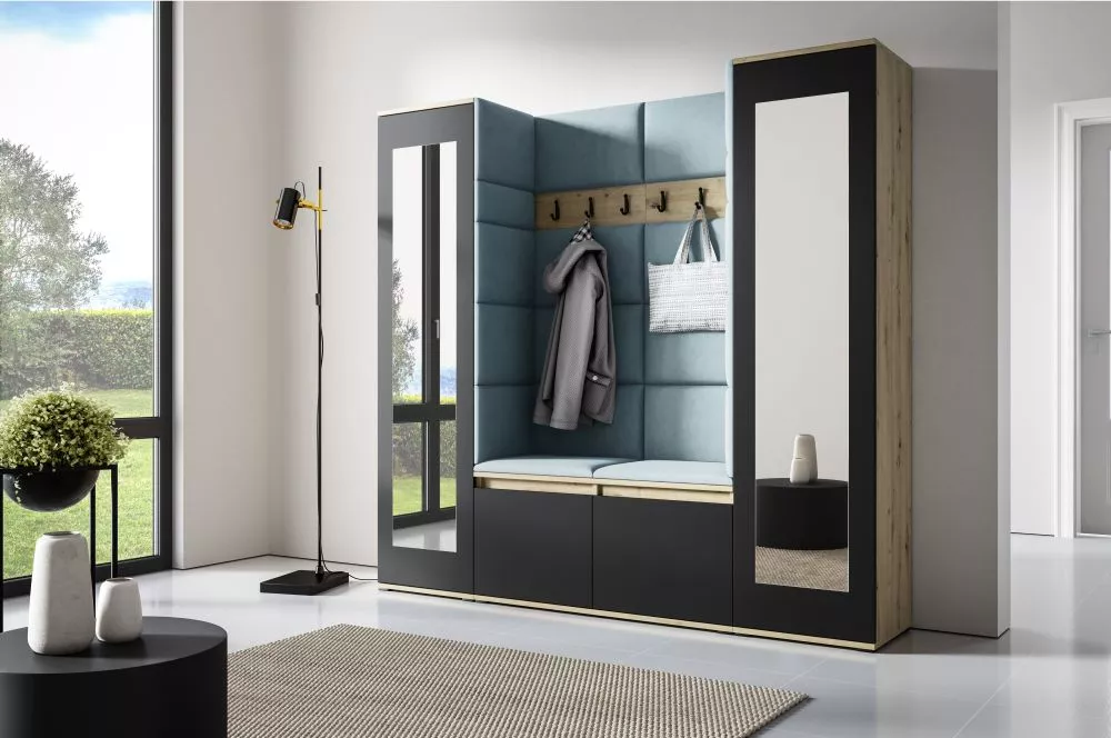 Apavu plaukts Emi 31 Trinity Korpusa krāsa: ozols artisan + melns, · 190 × 185 × 40 cm