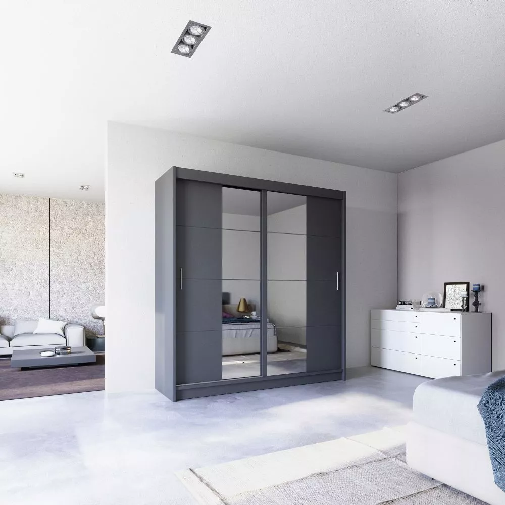 Skapis Porto 2 Classic · Grafīts · 203 × 61 × 215 cm