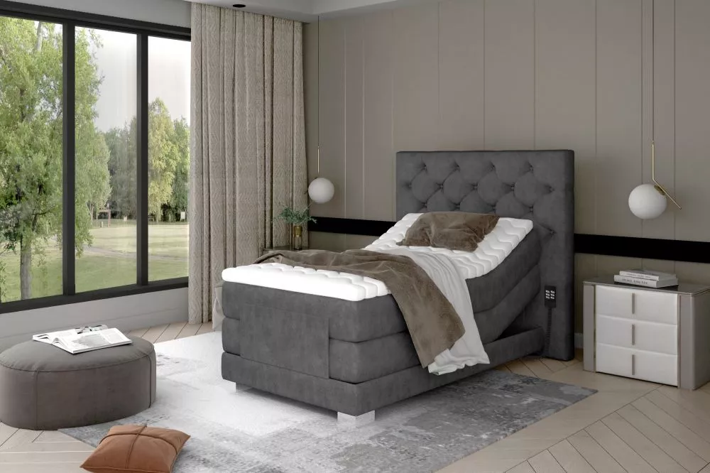 Gulta Clover Electric Boxspring Lux standard Guļamvietas platums: 90 cm, Guļamvietas garums: 200 cm, · Tumši pelēks · 10