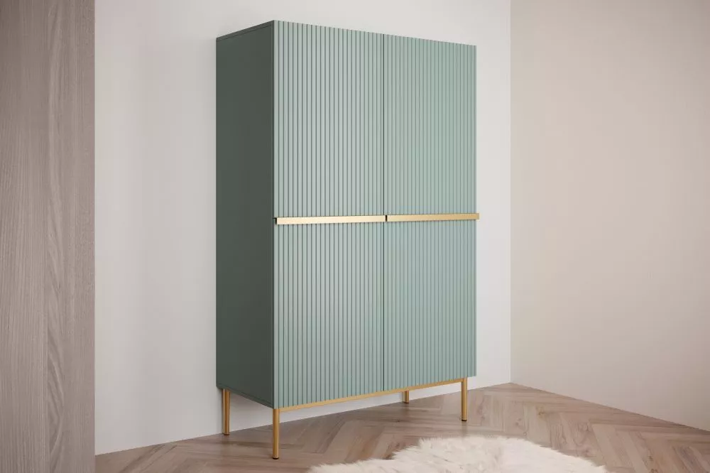 Grāmatu skapis Nicole K100 2D2SZ Gold · Gaiši zils · 100 × 45 × 160 cm