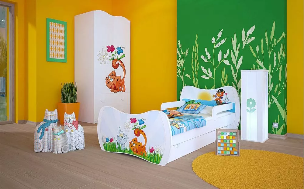 Bērnu gulta Dream L02 140x70 DM25 ar stelāžu Guļamvietas platums: 70 cm, Guļamvietas garums: 140 cm, · 94 × 144 × 71 cm