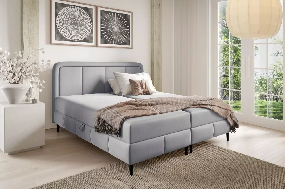 Gulta Laura Boxspring Standard Guļamvietas platums: 160 cm, Guļamvietas garums: 200 cm, · Gaiši pelēks · 162 × 205 × 91 