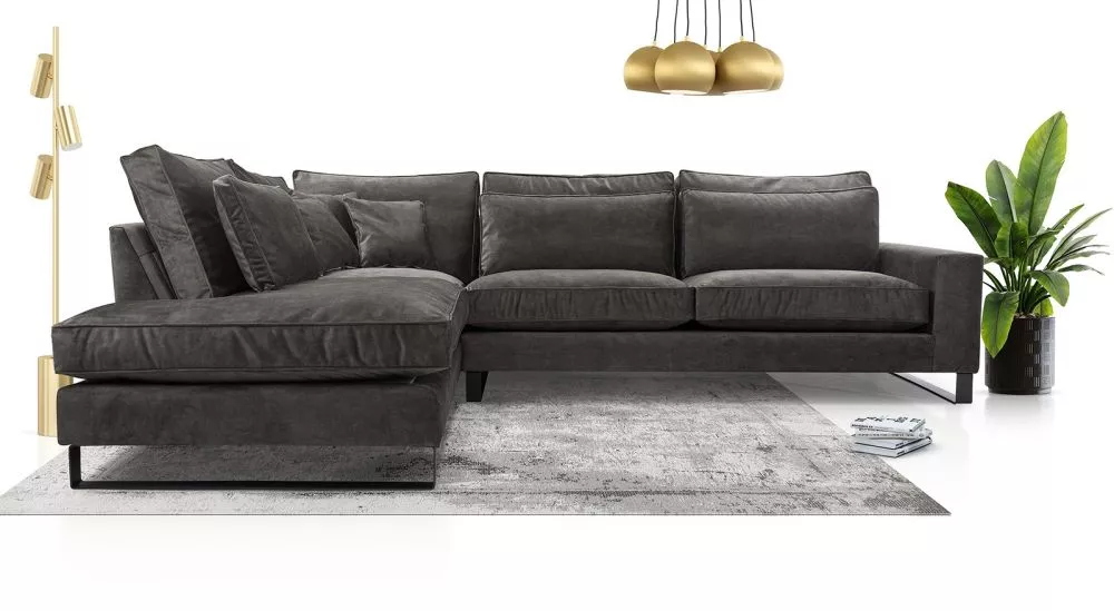 Dīvāns Corblack Standard · Melns · 224 × 314 × 90 cm