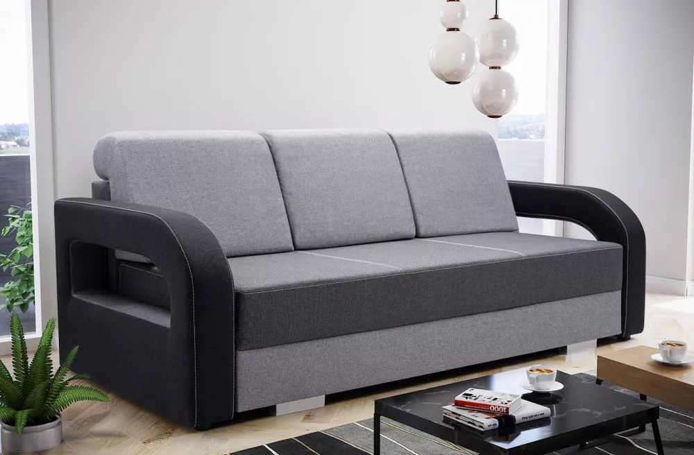 Dīvāns Laura Comfort Standard · Pelēks + melns · 110 × 235 × 95 cm