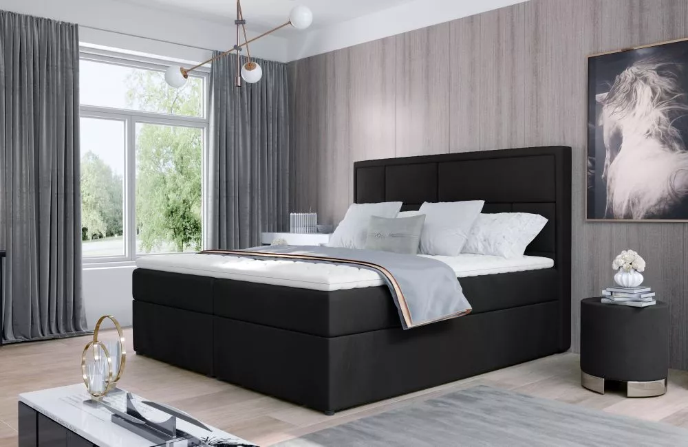 Gulta Meron Boxspring Premium standard Guļamvietas platums: 160 cm, Guļamvietas garums: 200 cm, · Melns · 160 × 215 × 11