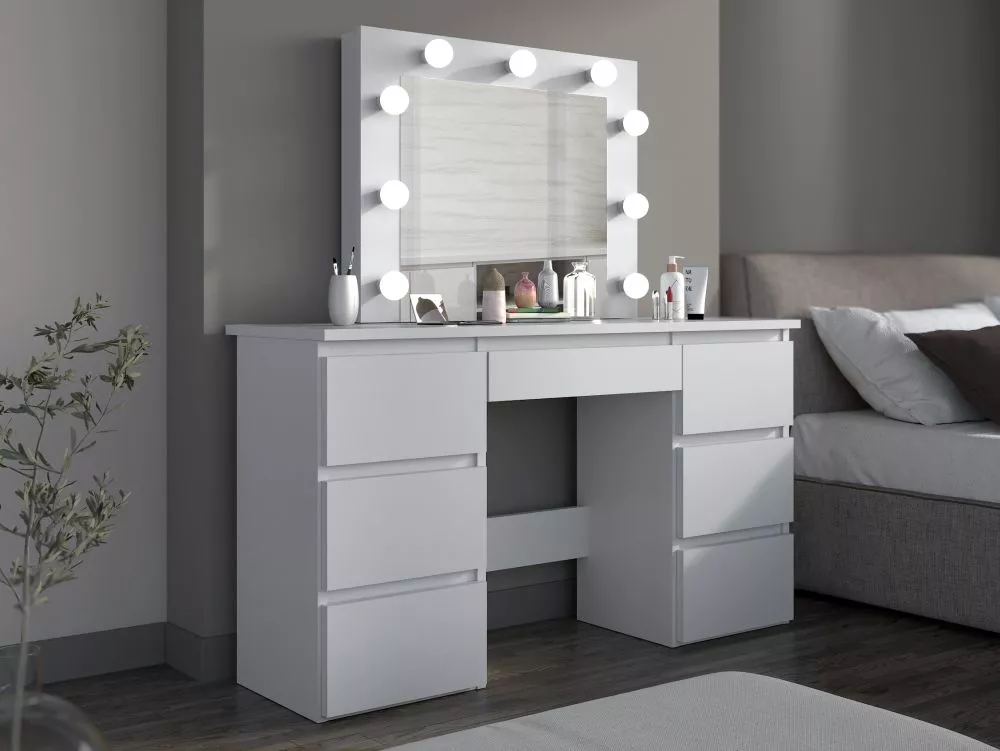 Kosmētikas galds Beta 4 9 LED · Balts · 120 × 140 × 43 cm