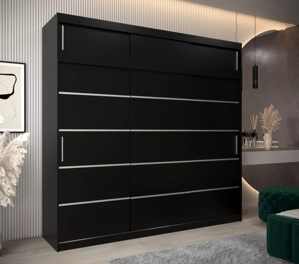 Skapis Verona 1 Premium · Melns · 250 × 62 × 240 cm