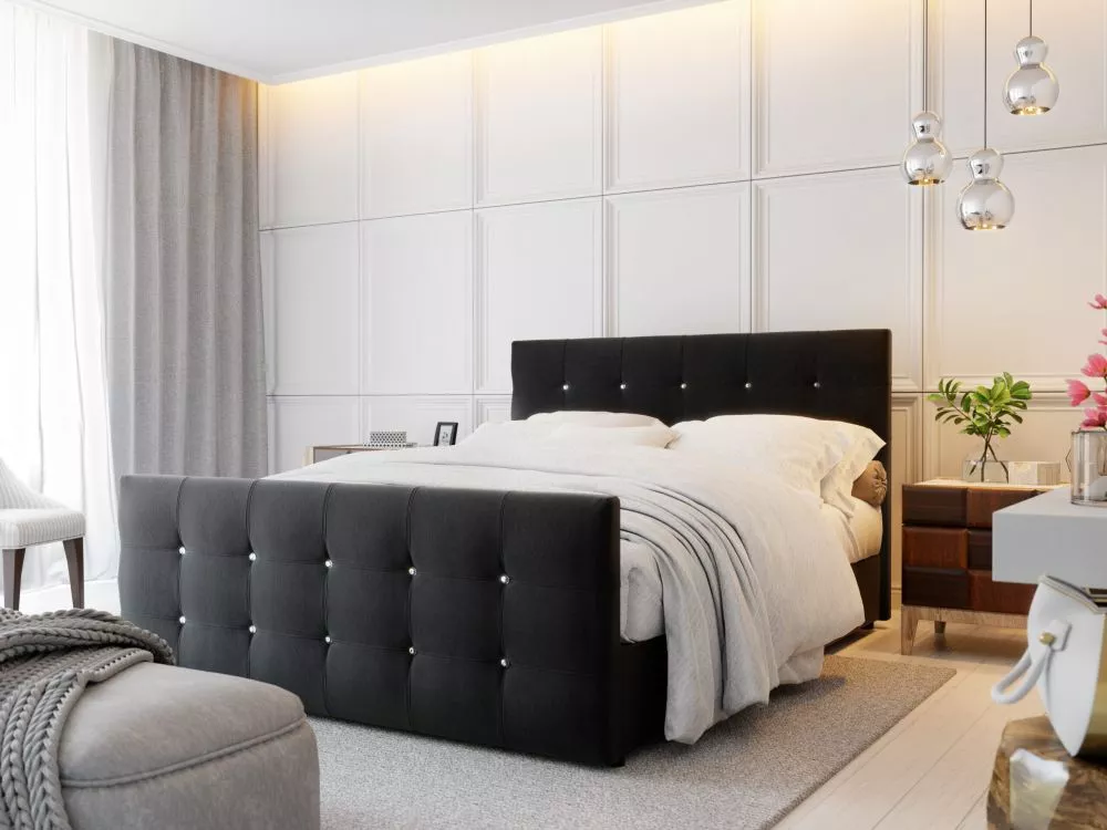 Gulta Kleo Boxspring standard Guļamvietas platums: 140 cm, Guļamvietas garums: 200 cm, · Melns · 145 × 216 × 106 cm