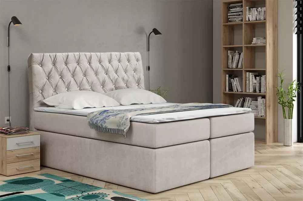 Gulta Boxspring 58 standard Guļamvietas platums: 200 cm, Guļamvietas garums: 200 cm, · Krēma · 201 × 210 × 122 cm