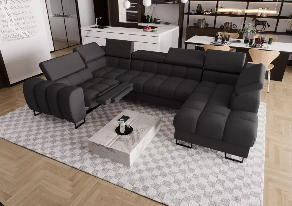 Dīvāns Aspen Max 2 Relax Standard · Grafīts · 198 × 350 × 74 cm