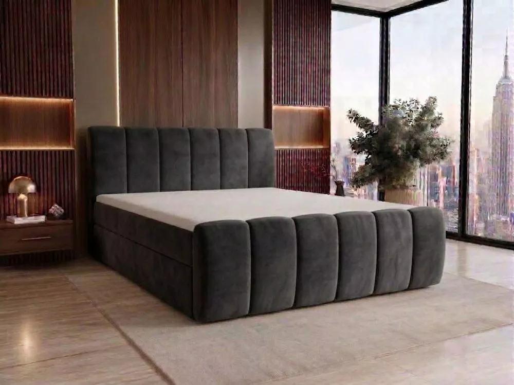 Gulta Cloe Boxspring Standard Guļamvietas platums: 180 cm, Guļamvietas garums: 200 cm, · Grafīts · 180 × 214 × 110 cm