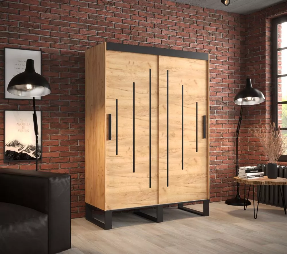 Skapis Loft Y · Ozols craft zelts · 150 × 62 × 212 cm