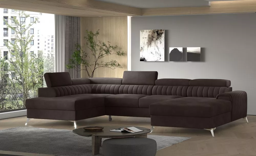 Dīvāns Lacante Premium standard · Tumši brūns · 202 × 347 × 74 cm