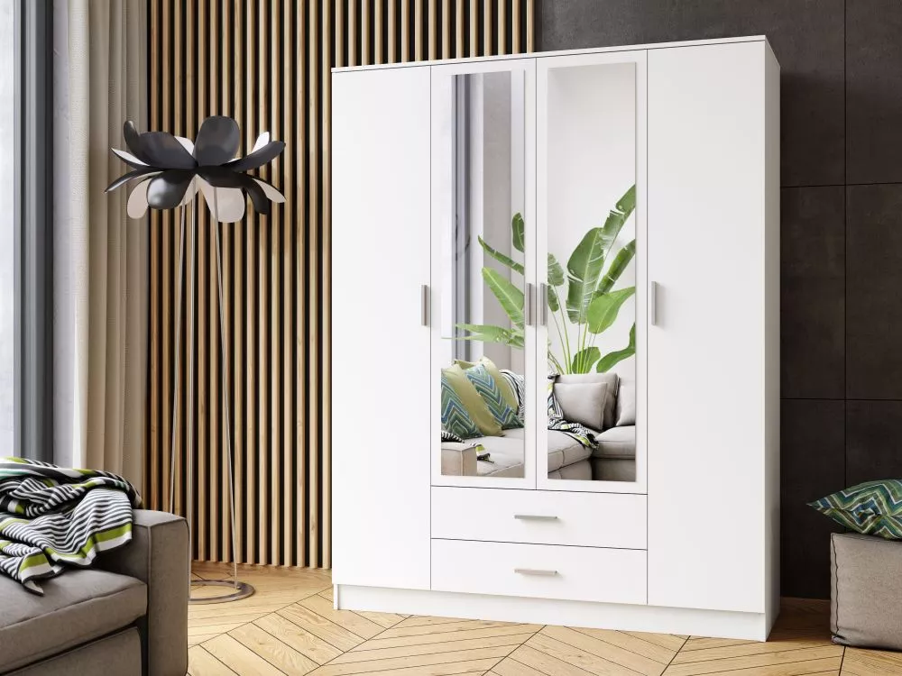 Skapis Romek ar spoguli · Balts · 160 × 52 × 205 cm