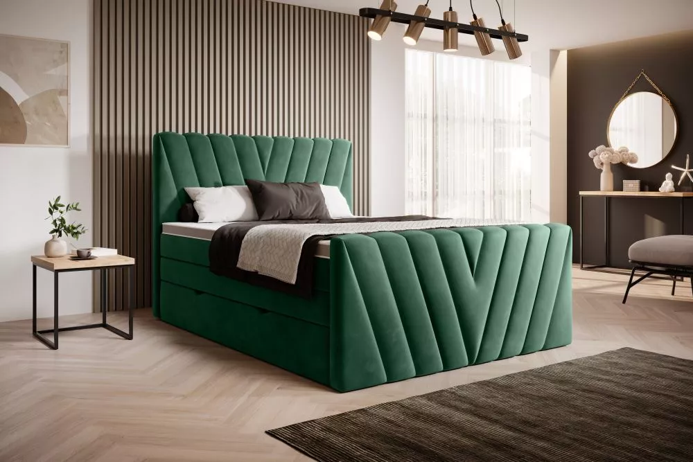 Gulta Candice Boxspring Comfort standard Guļamvietas platums: 180 cm, Guļamvietas garums: 200 cm, · Zaļš · 180 × 220 × 1