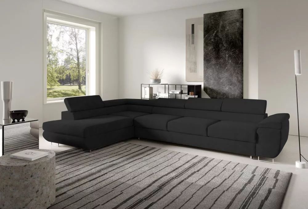 Dīvāns Alice 151 XL standard · Melns · 202 × 331 cm